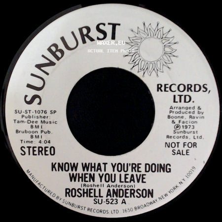 Roshell Anderson - Know What You're Doing When You Leave / Know What You're Doing When You Leave side A