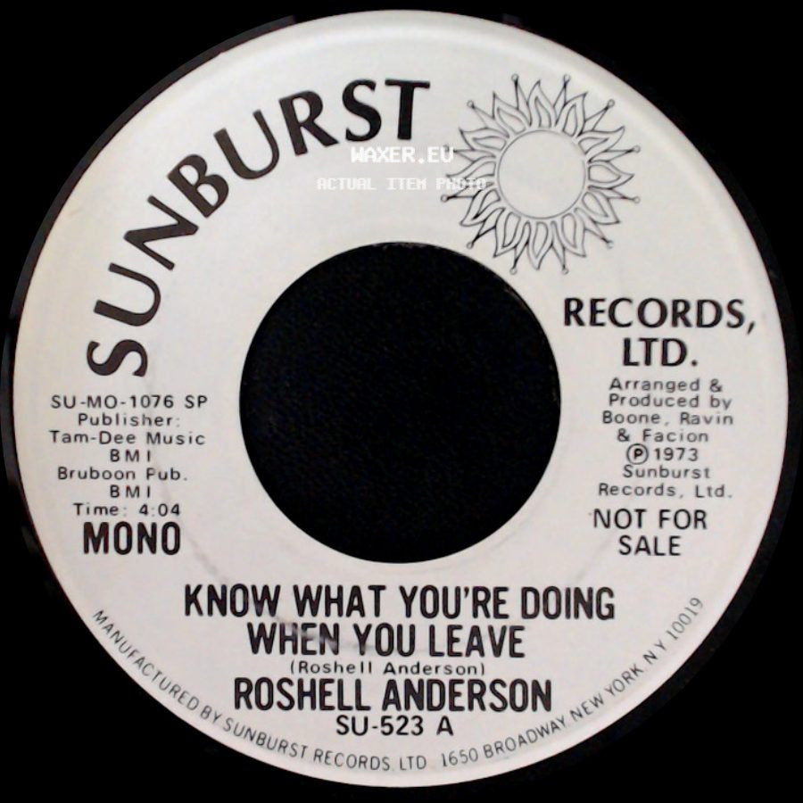 Roshell Anderson - Know What You're Doing When You Leave / Know What You're Doing When You Leave side B