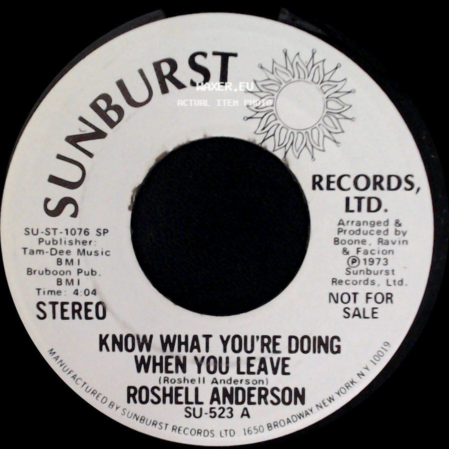 Roshell Anderson - Know What You're Doing When You Leave / Know What You're Doing When You Leave side A