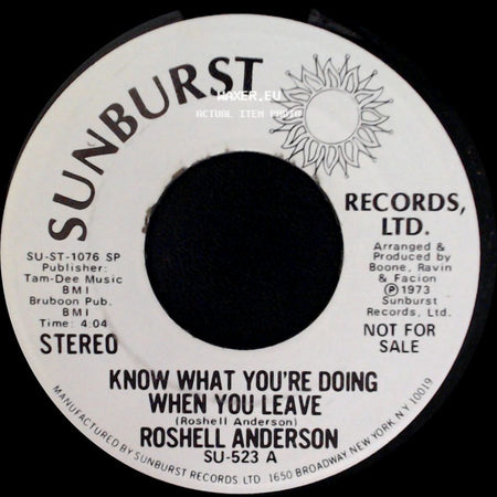 Roshell Anderson - Know What You're Doing When You Leave / Know What You're Doing When You Leave side A