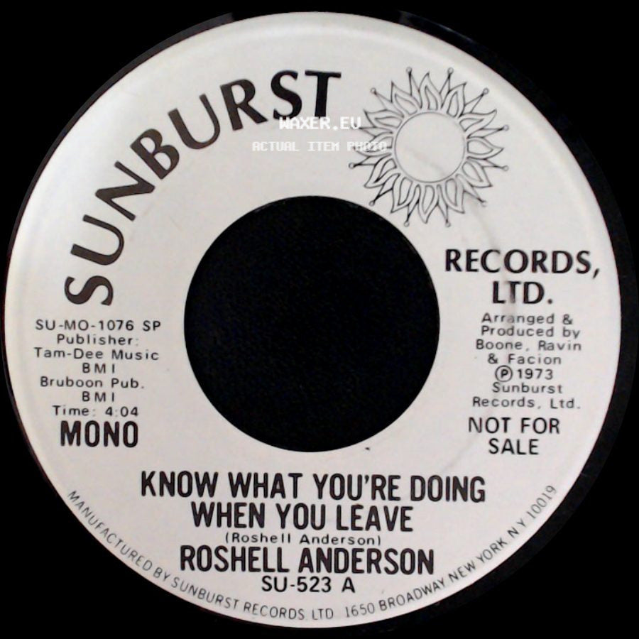 Roshell Anderson - Know What You're Doing When You Leave / Know What You're Doing When You Leave side B