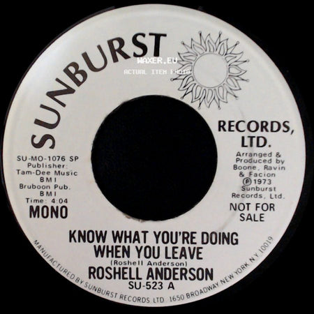 Roshell Anderson - Know What You're Doing When You Leave / Know What You're Doing When You Leave side A