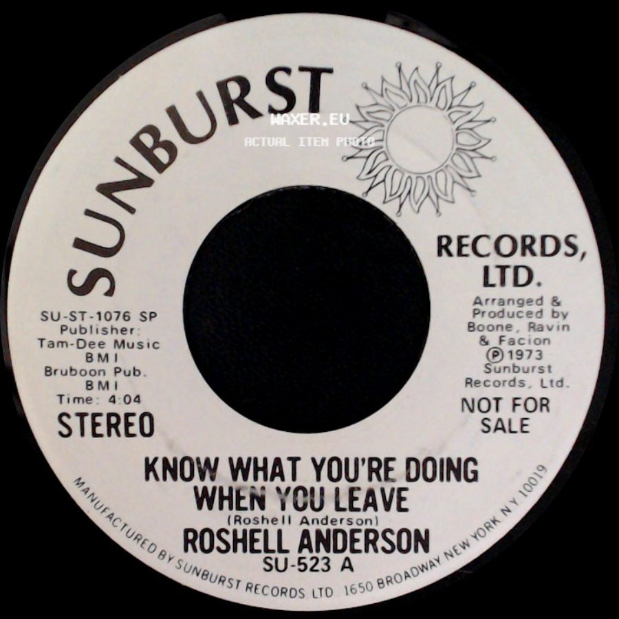 Roshell Anderson - Know What You're Doing When You Leave / Know What You're Doing When You Leave side B