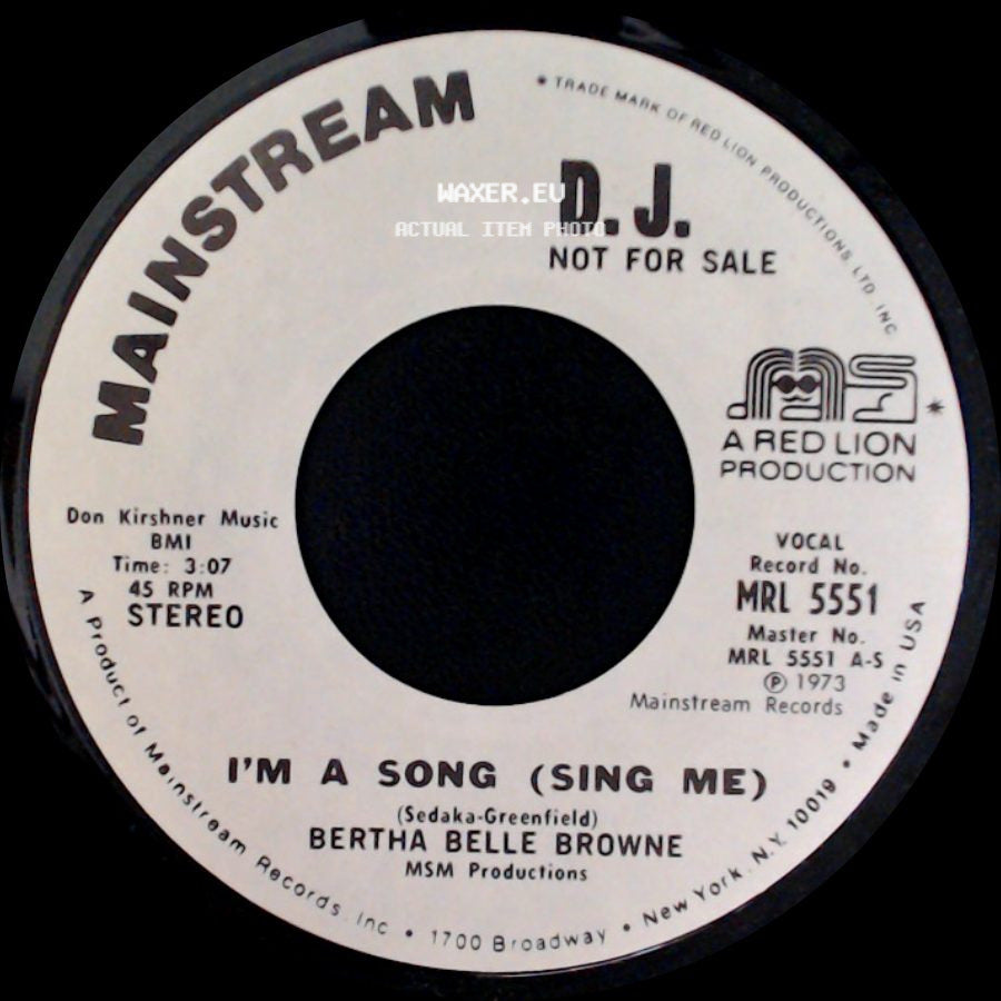 Bertha Belle Browne - I'm A Song (Sing Me) / I'm A Song (Sing Me) side A