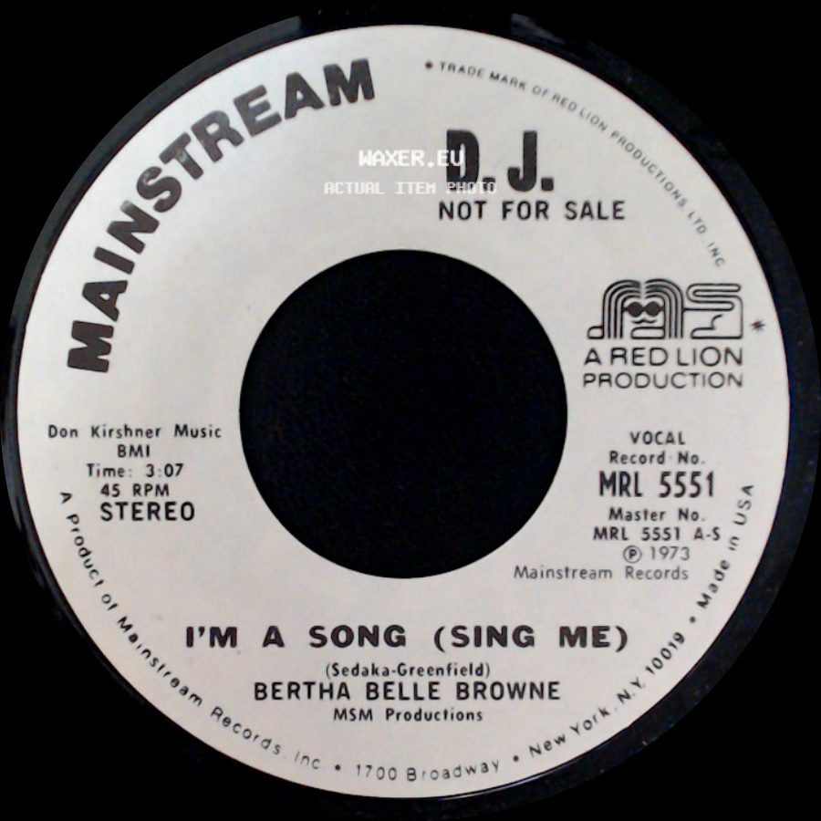 Bertha Belle Browne - I'm A Song (Sing Me) / I'm A Song (Sing Me) side A