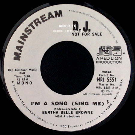 Bertha Belle Browne - I'm A Song (Sing Me) / I'm A Song (Sing Me) side B