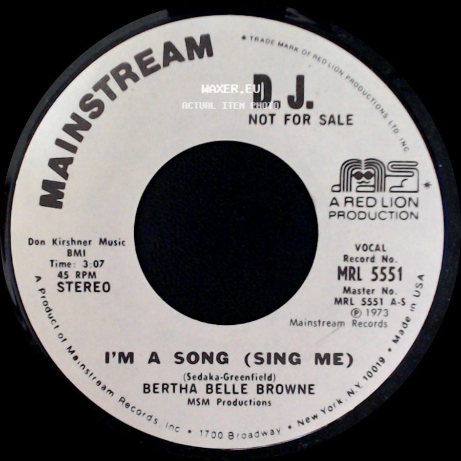 Bertha Belle Browne - I'm A Song (Sing Me) / I'm A Song (Sing Me) side A