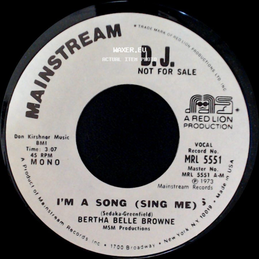 Bertha Belle Browne - I'm A Song (Sing Me) / I'm A Song (Sing Me) side B
