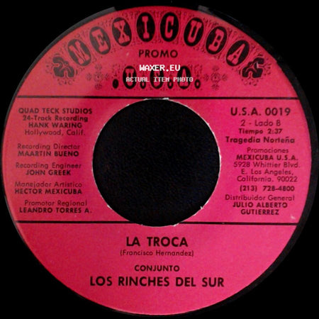Los Rinches Del Sur / Conjunto Los Rinches Del Sur - El Hijo Malvado / La Troca side B