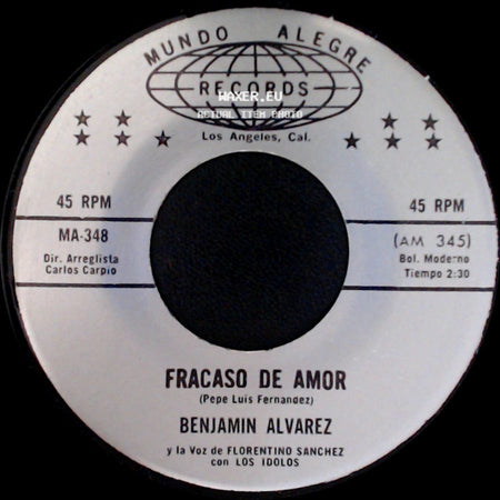 Benjamin Alvarez Y La Voz De Florentino Sanchez Con Los Idolos - Yo Tengo La Culpa / Fracaso De Amor side B
