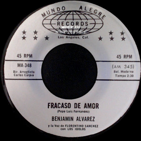 Benjamin Alvarez Y La Voz De Florentino Sanchez Con Los Idolos - Yo Tengo La Culpa / Fracaso De Amor side B