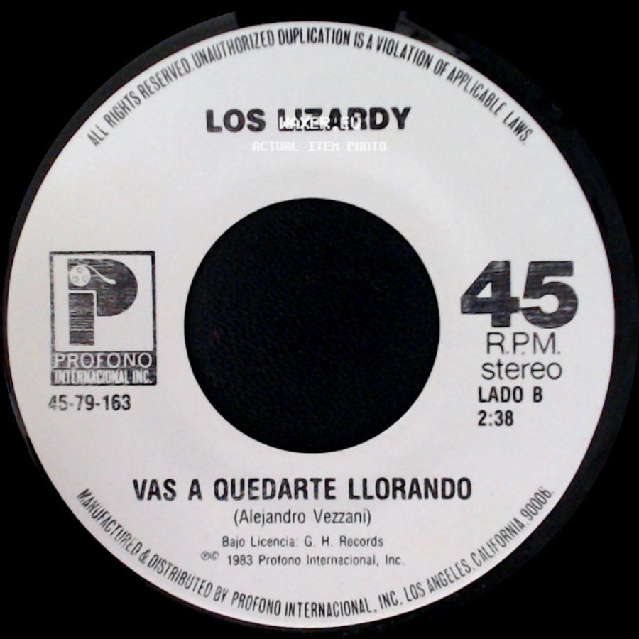 Los Lizardy - Tenias Que Ser Tan Cruel / Vas A Quedarte Llorando side B