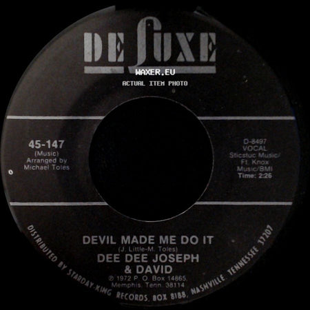 Dee Dee Joseph & David - Devil Made Me Do It / City Called Loneliville side A