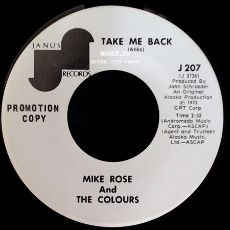 Mike Rose And The Colours - When You're Asleep / Take Me Back side B