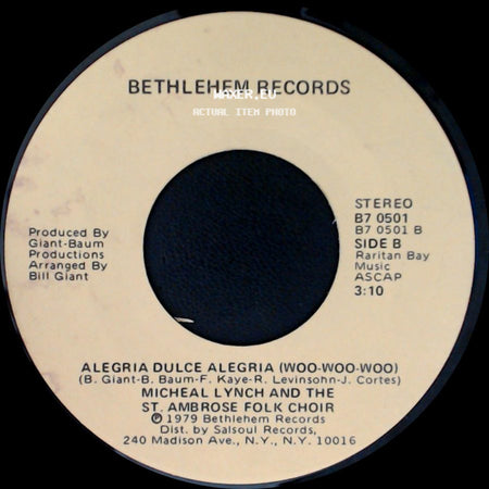 Micheal Lynch And The St. Ambrose Folk Choir - Joy Sweet Joy (Woo-Woo-Woo) / Alegria Dulce Alegria (Woo-Woo-Woo) side B