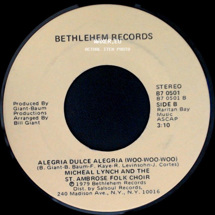 Micheal Lynch And The St. Ambrose Folk Choir - Joy Sweet Joy (Woo-Woo-Woo) / Alegria Dulce Alegria (Woo-Woo-Woo) side B