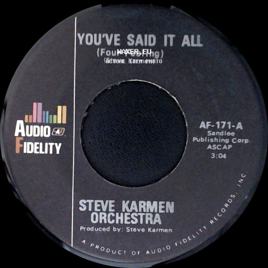 Steve Karmen Orchestra - You've Said It All (Four Feeling) / You've Said It All (Tuba Version) side A