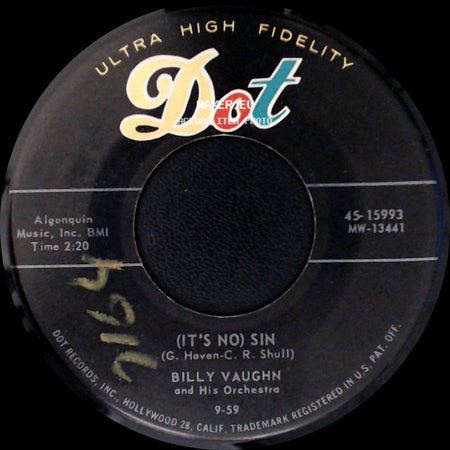 Billy Vaughn And His Orchestra - (It's No) Sin / After Hours side A