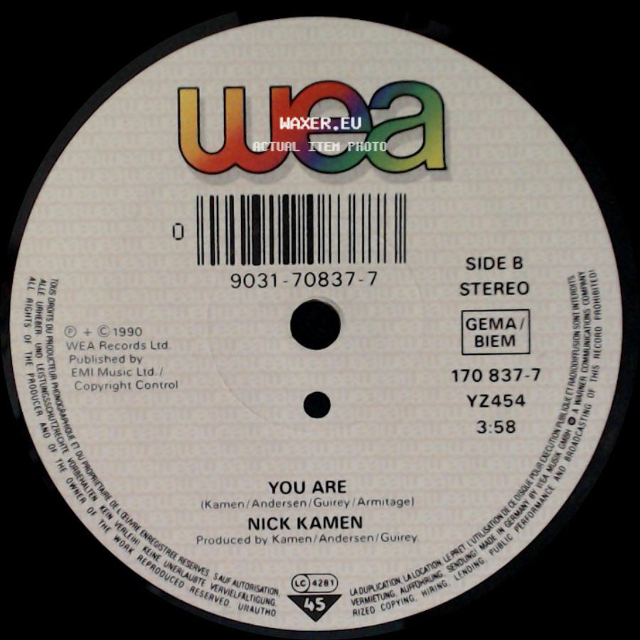 Nick Kamen - I Promised Myself / You Are side B