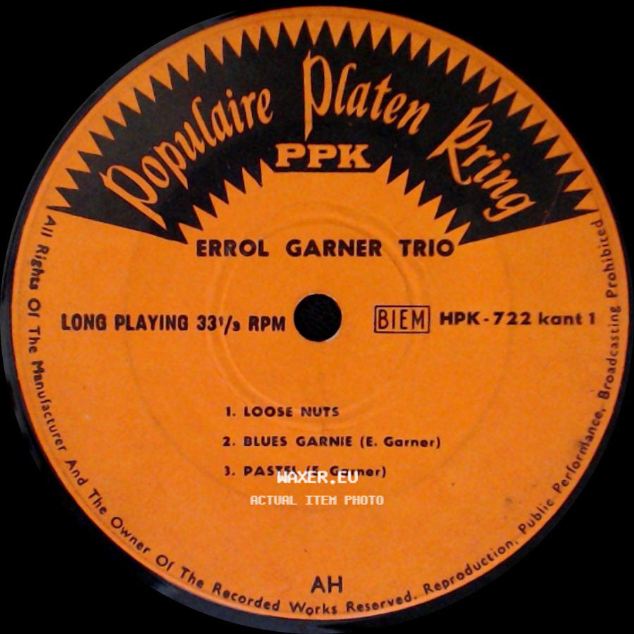Errol Garner Trio - Unknown Title A / Unknown Title B side A