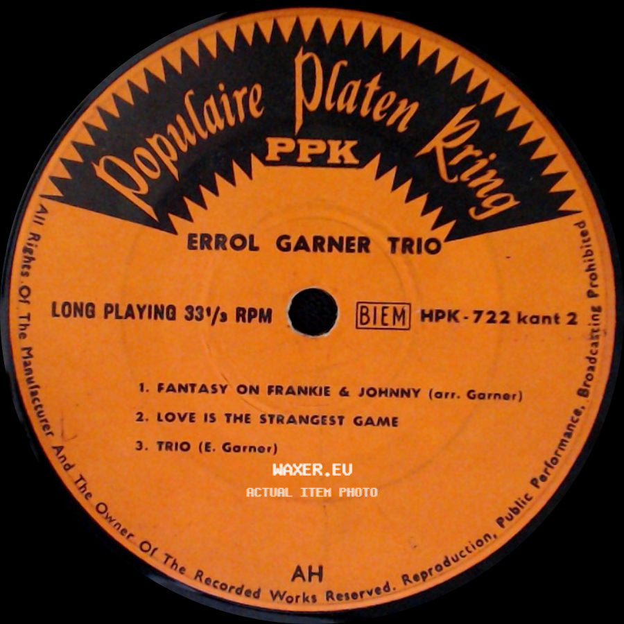 Errol Garner Trio - Unknown Title A / Unknown Title B side B