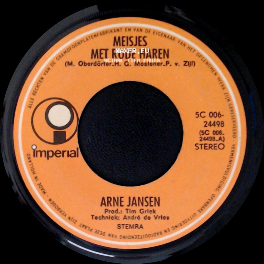 Arne Jansen - Meisjes Met Rode Haren / Ik Wil Dat Jij Altijd Bij Mij Bent side A