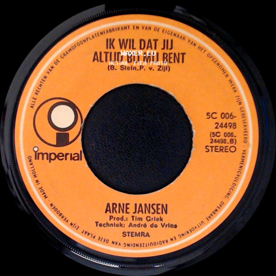 Arne Jansen - Meisjes Met Rode Haren / Ik Wil Dat Jij Altijd Bij Mij Bent side B