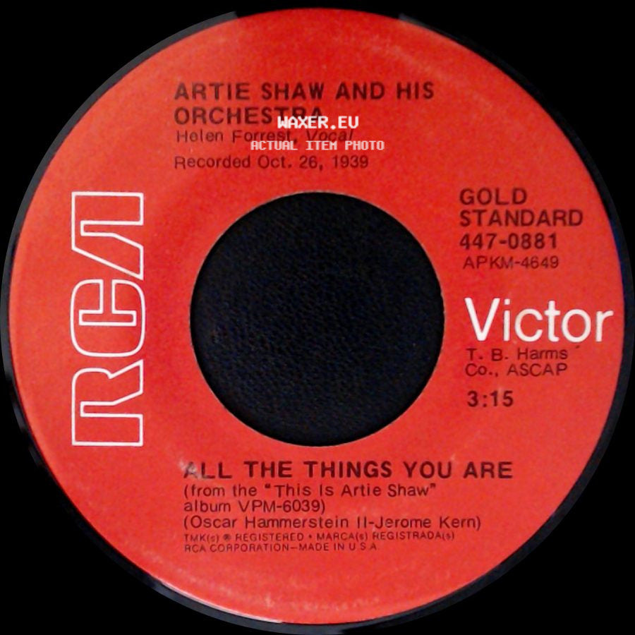 Artie Shaw And His Orchestra - Moonglow / All The Things You Are side B