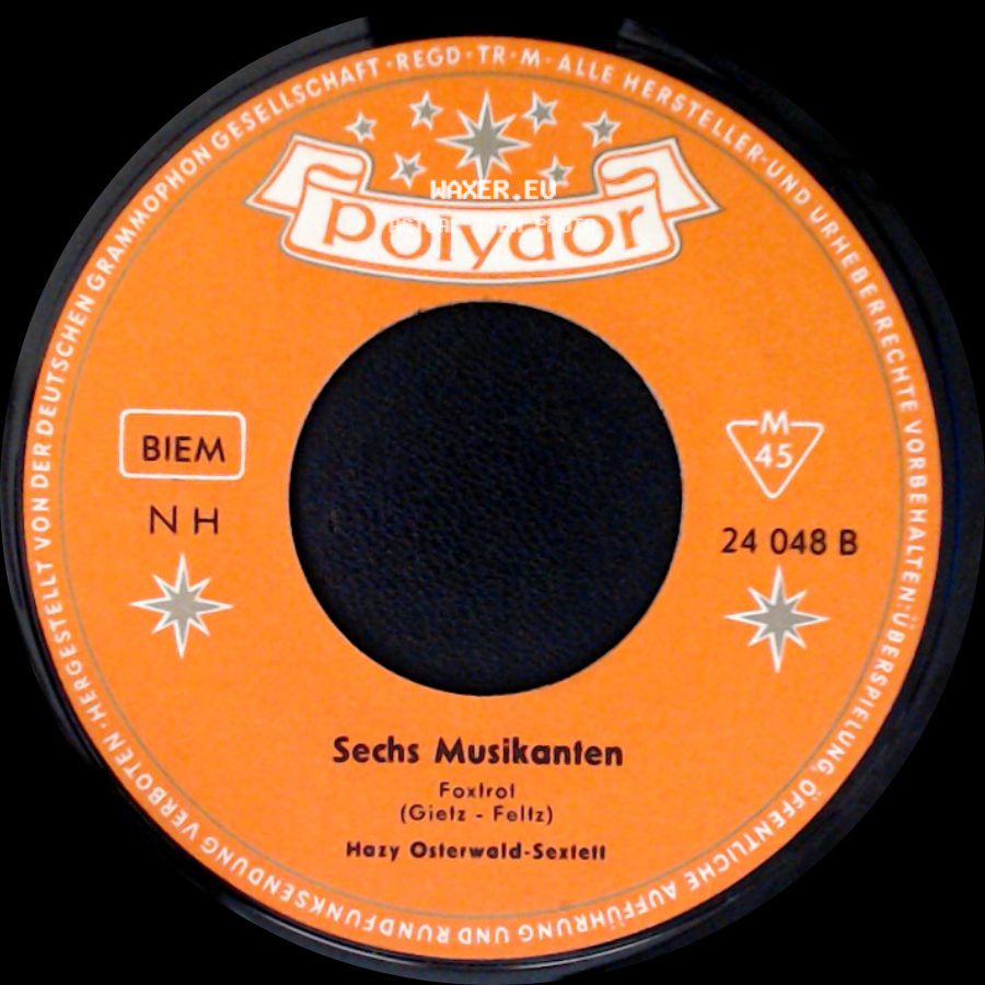 Hazy Osterwald-Sextett / Heinz Osterwald-Sextett - Kriminal-Tango / Sechs Musikanten side B