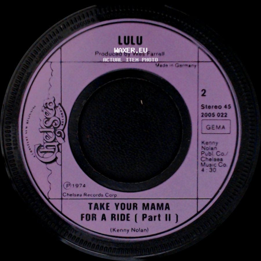 Lulu - Take Your Mama For A Ride (Part 1) / Take Your Mama For A Ride ( Part Ii ) side B