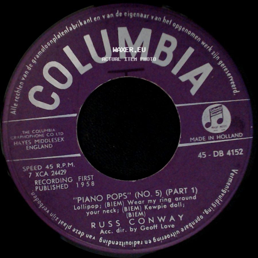 Russ Conway - Piano Pops (No. 5) (Part 1) / Piano Pops (No. 5) (Part 2) side A