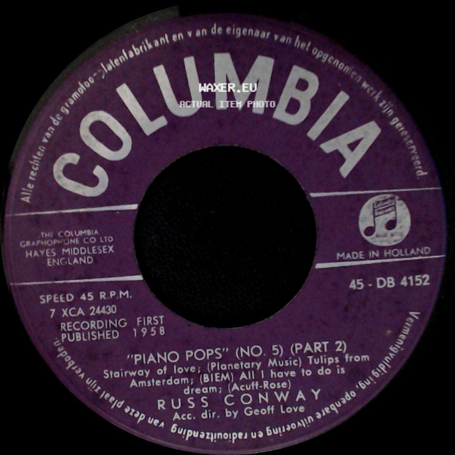 Russ Conway - Piano Pops (No. 5) (Part 1) / Piano Pops (No. 5) (Part 2) side B