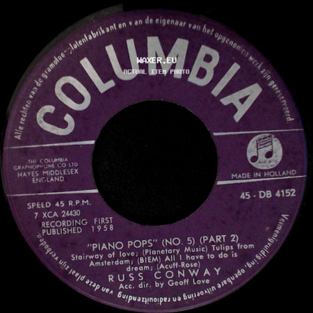 Russ Conway - Piano Pops (No. 5) (Part 1) / Piano Pops (No. 5) (Part 2) side B