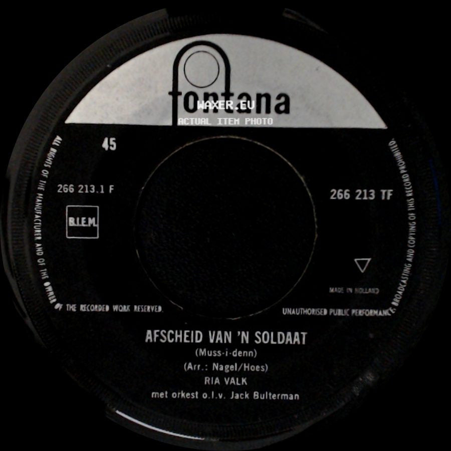 Ria Valk - Afscheid Van 'n Soldaat / Tommy Uit Tennessee side A