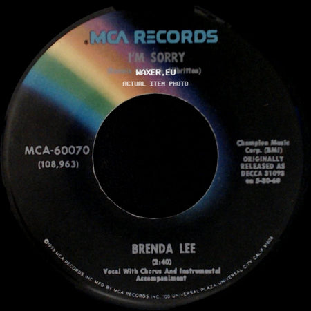 Brenda Lee - I'm Sorry / All Alone Am I side A