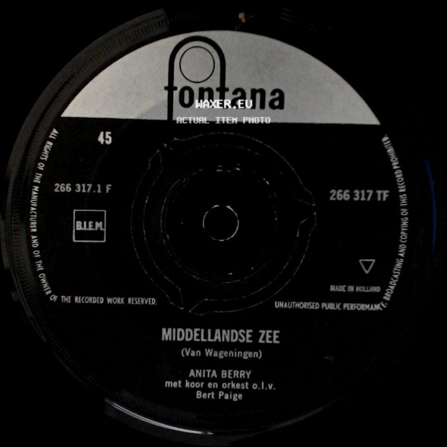 Anita Berry - Middellandse Zee / Als Ik Wist (Dat Ik Je T'rug Zou Zien) side A