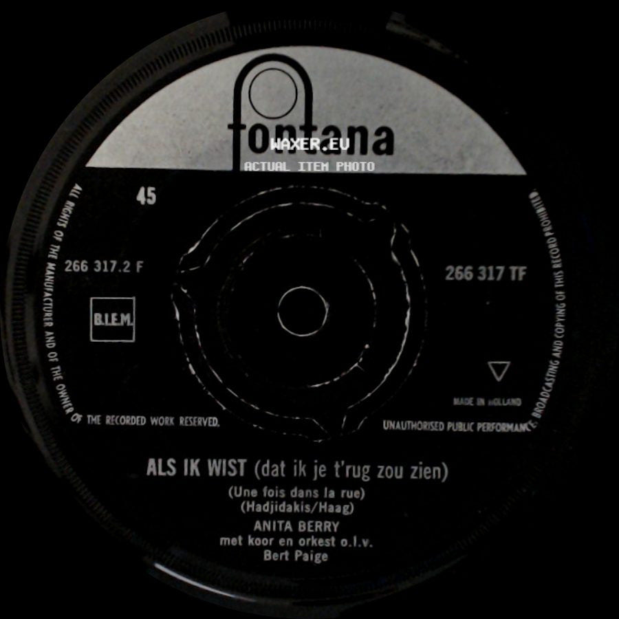 Anita Berry - Middellandse Zee / Als Ik Wist (Dat Ik Je T'rug Zou Zien) side B
