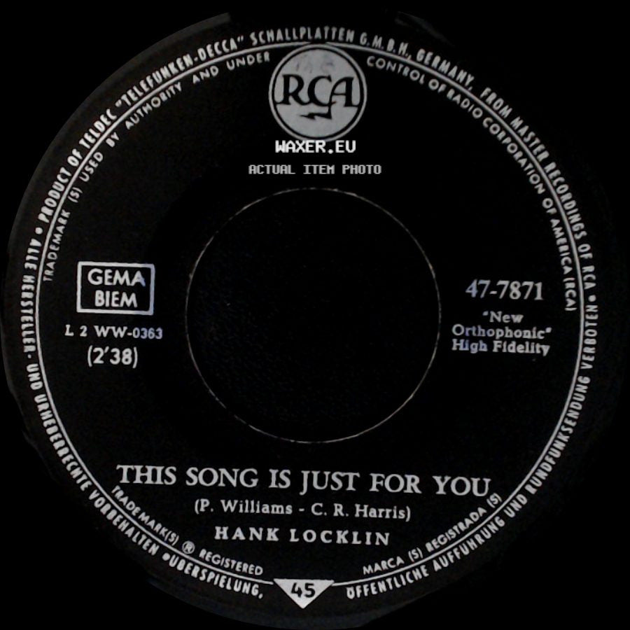 Hank Locklin - This Song Is Just For You / From Here To There To You side A