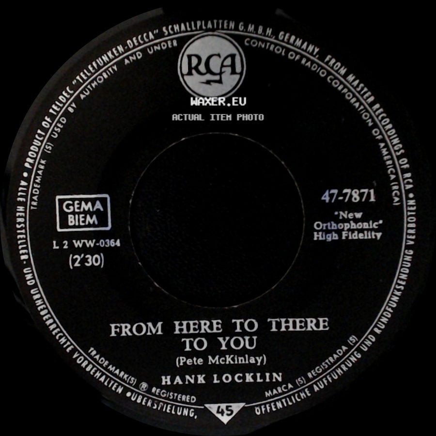 Hank Locklin - This Song Is Just For You / From Here To There To You side B
