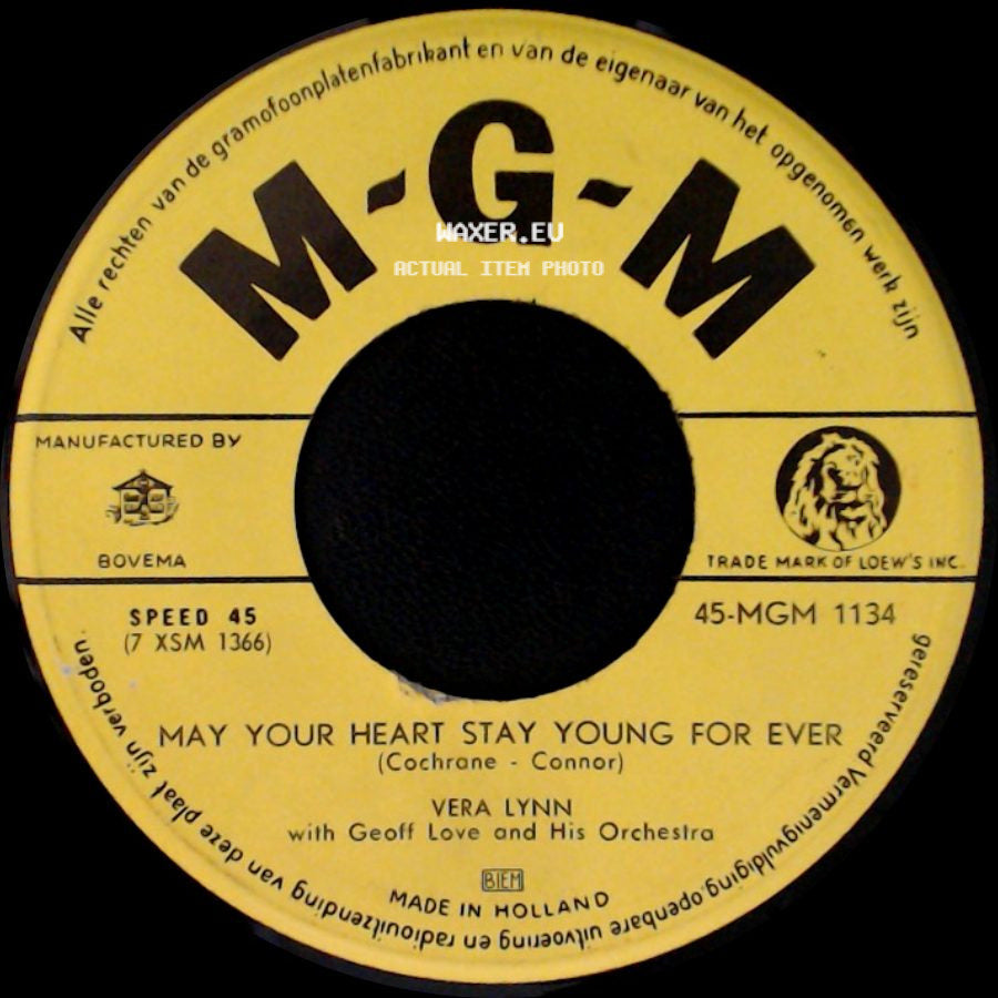 Vera Lynn / Vera Lynn With Geoff Love And His Orchestra - Adios, My Love / May Your Heart Stay Young For Ever side B