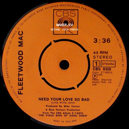 Fleetwood Mac - Albatross / Need Your Love So Bad side B