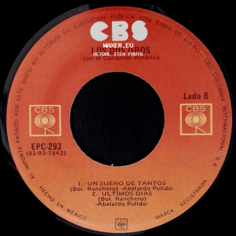 Los Dos Oros Con El Conjunto América - Unknown Title A / Unknown Title B side B
