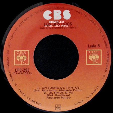 Los Dos Oros Con El Conjunto América - Unknown Title A / Unknown Title B side B
