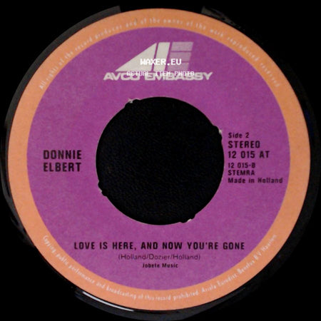 Donnie Elbert - I Can't Help Myself (Sugar Pie, Honey Bunch) / Love Is Here, And Now You're Gone side B