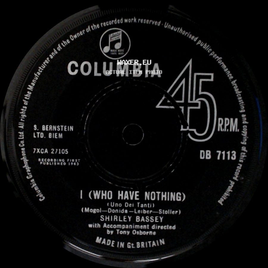Shirley Bassey - How Can You Tell ? / I (Who Have Nothing) side B