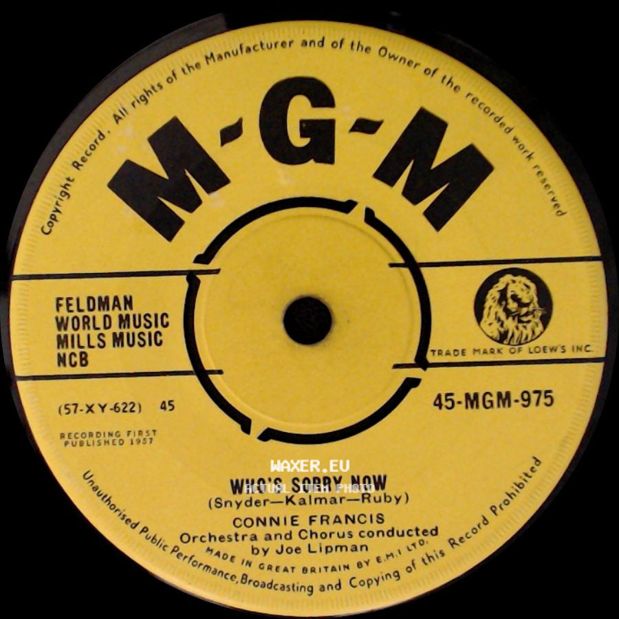 Connie Francis - You Were Only Fooling (While I Was Falling In Love) / Who's Sorry Now side B