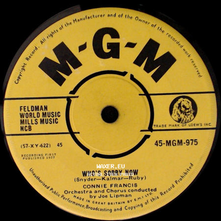 Connie Francis - You Were Only Fooling (While I Was Falling In Love) / Who's Sorry Now side B