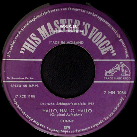 Conny - Hallo, Hallo, Hallo (Original-Aufnahme) / Hallo, Hallo, Hallo (Original-Aufnahme) side B