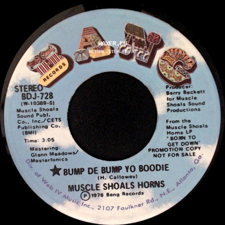Muscle Shoals Horns - Bump De Bump Yo Boodie / Bump De Bump Yo Boodie side B