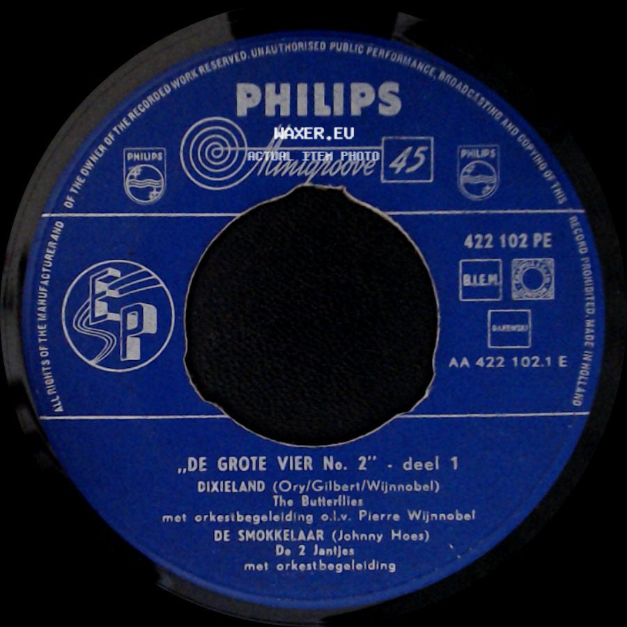 The Butterflies / De 2 Janljes - "De Grote Vier No. 2" - Deel 2 / Dixieland / De Smokkelaar side B